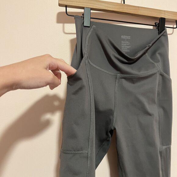 Girlfriend Collective Pocket 7/8 High Waisted Leggings Green/Grey Women's S - Picture 2 of 6